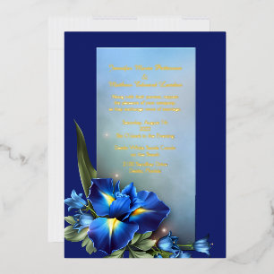 Blaue Iris Hochzeit Folieneinladung