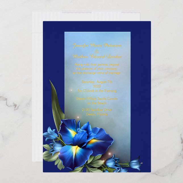 Blaue Iris Hochzeit  Folieneinladung (Briefumschlag)