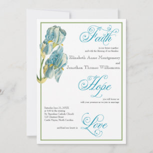 Blaue Iris-Schrift Christliche Hochzeitseinladung Einladung