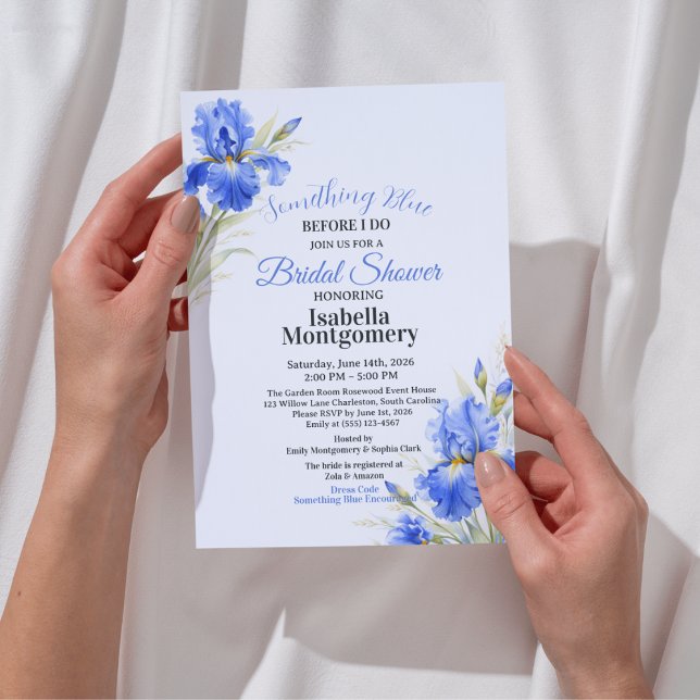 Blaue Iris Something Blue Before I Do Brautparty Einladung (Blue Iris Something Blue Before I Do Bridal Shower Invitation
)