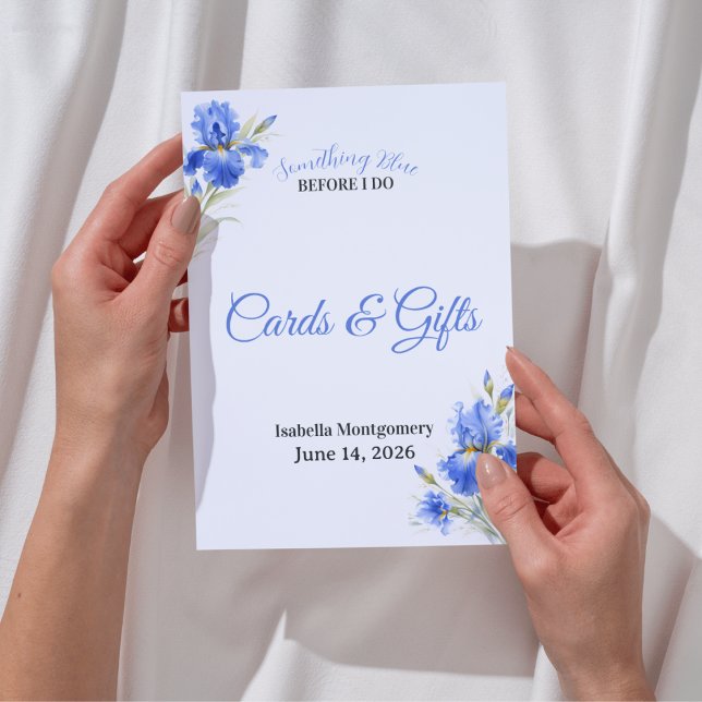 Blaue Iris Something Blue Karten Geschenke Brautpa (Blue Iris Something Blue Cards Gifts Bridal Shower sign)