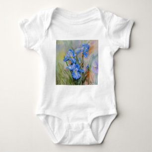 Blaue Iris-Wasserfarbe Baby Strampler