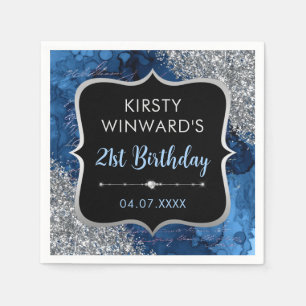 Blaue Irisierende Glitzer-Meerjungfrauen-Buchstabe Serviette