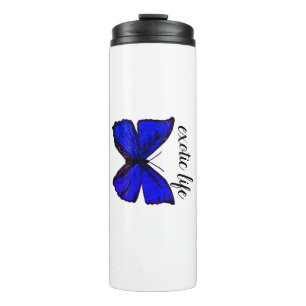 Blaue isotherme Schmetterlingsflasche Thermosbecher