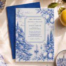 Blaue italienische Küsten-Toile-Hochzeitsfeier
