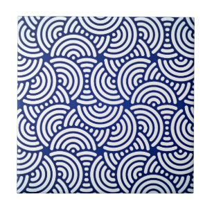Blaue japanische Kurve-Deco Fliese