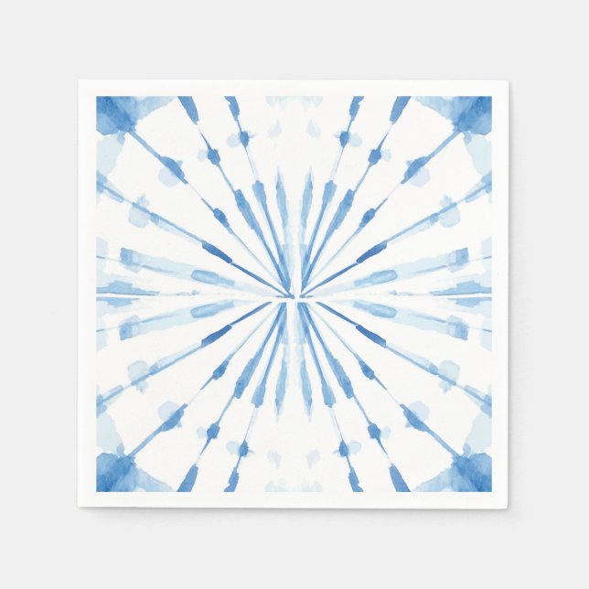 Blaue japanische Shibori-Sonnenbrust-gefärbte Kraw Serviette (Vorderseite)