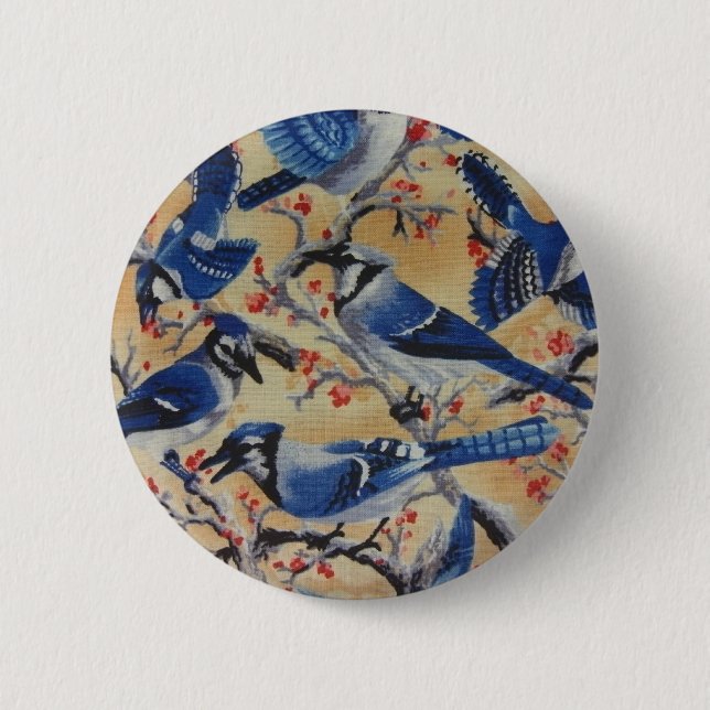Blaue Jay Button (Vorderseite)