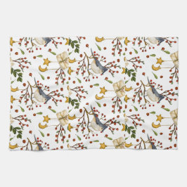 Blaue Jay, Cookies, rote Berries, Geschenke, Winte Geschirrtuch