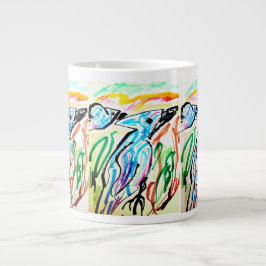 Blaue Jay fliegen Frühjahr-Zeit Jumbo-Tasse