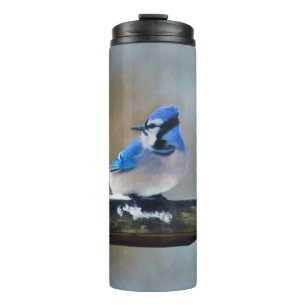 Blaue Jay-Malerei - Original Bird Art Thermosbecher