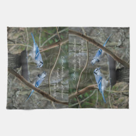 Blaue Jay mit Vers aus Isaiah hören Geschirrtuch