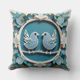 Blaue Jay Vogelpapier Art Kissen