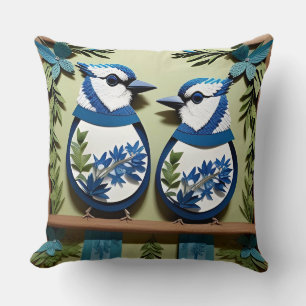 Blaue Jay Vogelpapier Art Kissen