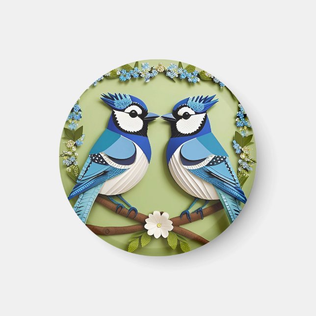 Blaue Jay Vogelpapier Art Magnet (Vorne)