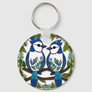 Blaue Jay Vogelpapier Art Schlüsselanhänger