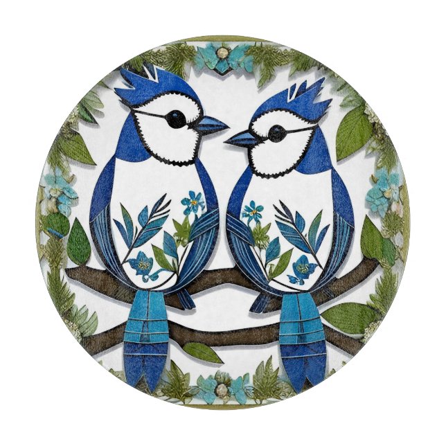 Blaue Jay Vogelpapier Art Schneidebrett (Vorderseite)