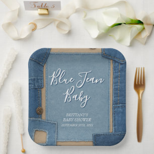 Blaue Jeans Baby Denim-Baby-Party Pappteller