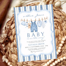 Blaue Jeans Baby Denim Wäscheleine Baby Shower