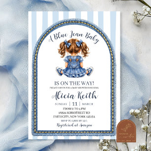 Blaue Jeans Baby Mädchen Baby Shower Einladung