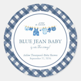 Blaue Jeans-Baby-Party  Runder Aufkleber
