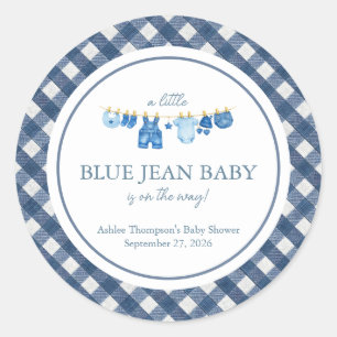 Blaue Jeans-Baby-Party Runder Aufkleber
