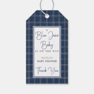 Blaue Jeans-Baby-Party-Vornehm-Dankeschön-Geschenk Geschenkanhänger