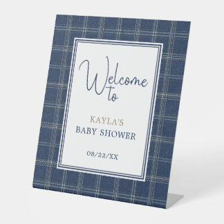 Blaue Jeans-Baby-Party Vornehm marinekarierte Begr Sockelschild