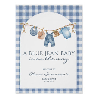Blaue Jeans-Baby-Shower- Banner Cowboy Poster