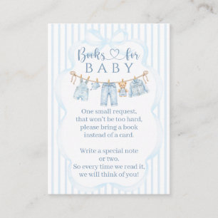 Blaue Jeans Baby Shower Junge Bücher Anfrage Begleitkarte
