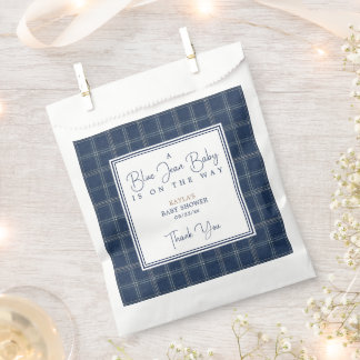 Blaue Jeans Baby Shower Vornehm Navy Kariert Geschenktütchen