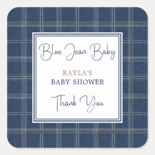 Blaue Jeans Baby Vornehme Marine Kariert Danke Quadratischer Aufkleber