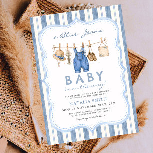 Blaue Jeans Baby Wäscheleine Denim-Baby-Party Einladung