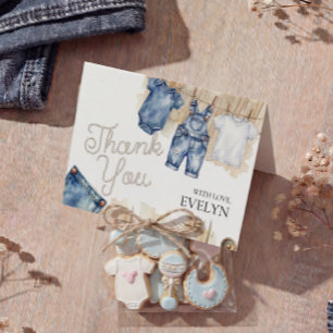 Blaue Jeans-Denim-Baby-Party  Dankeskarte