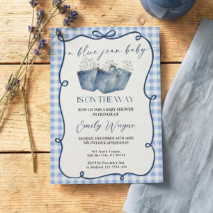 Blaue Jeans-Denim-Baby-Shower-Einladung Einladung