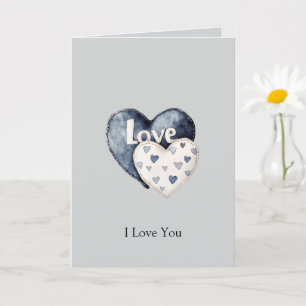 Blaue Jeans-Denim-Herzen Liebe Karte