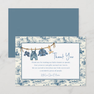 Blaue Jeans-Denim-Junge-Baby-Shower-Dankeskarten