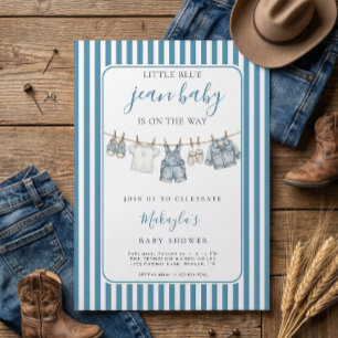 Blaue Jeans Denim Rustikale Jungen Baby Shower Ein Einladung