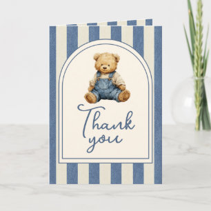 Blaue Jeans-Denim-Teddybär-Baby-Party Dankeskarte