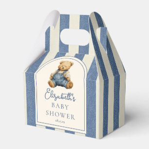 Blaue Jeans Denim Teddybär Baby-Party Geschenkschachtel