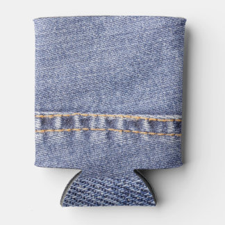 Blaue Jeans: detaillierte Nähtextur. Dosenkühler