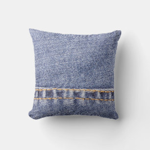 Blaue Jeans: detaillierte Nähtextur. Kissen
