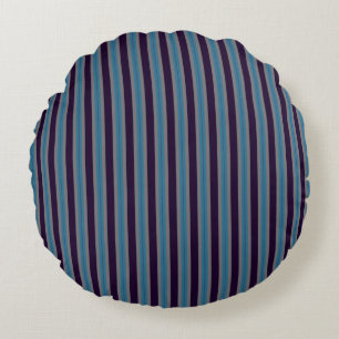blaue Jeans, dunkelviolette und graue Streifen Rundes Kissen