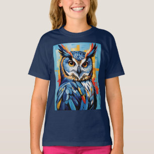 Blaue Jeans-Eule T-Shirt