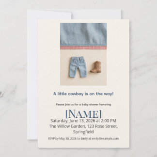 Blaue Jeans Jungen Baby Shower, Editierbar Einladung
