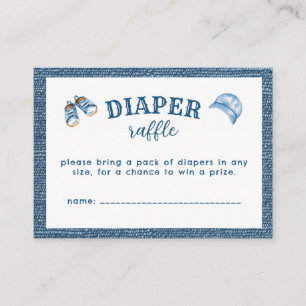 Blaue Jeans Jungen Baby Shower Windel Raffle Begleitkarte
