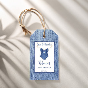 Blaue Jeans Mädchen Denim Baby Shower Danksagungs  Geschenkanhänger