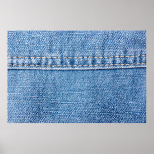 Blaue Jeans nähen Textur in der Nähe.  Poster