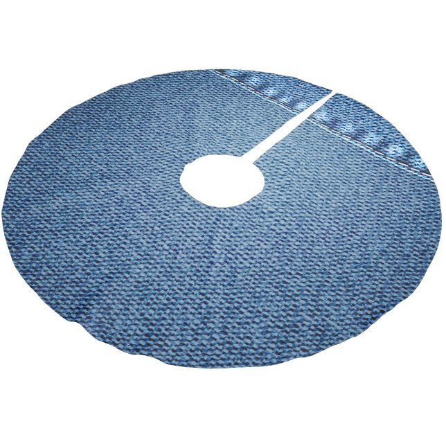 Blaue Jeans Polyester Weihnachtsbaumdecke (Schrägansicht)