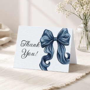 Blaue Jeans Schleife Baby Shower Dankeskarte